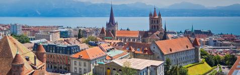 Lausanne cathedral and historic city