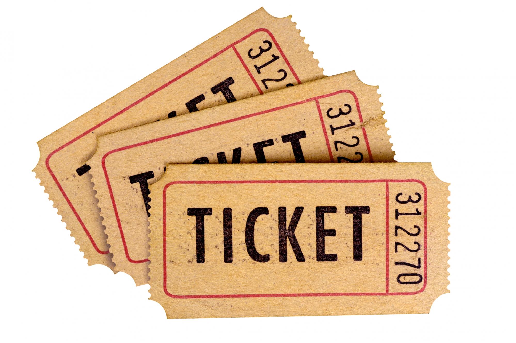 Old tickets isolated on a white background.