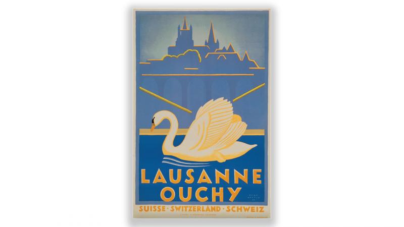 Affiche vintage Lausanne Ouchy - © Artiste: René Martin Affiche vintage Lausanne Ouchy - © Artiste: René Martin