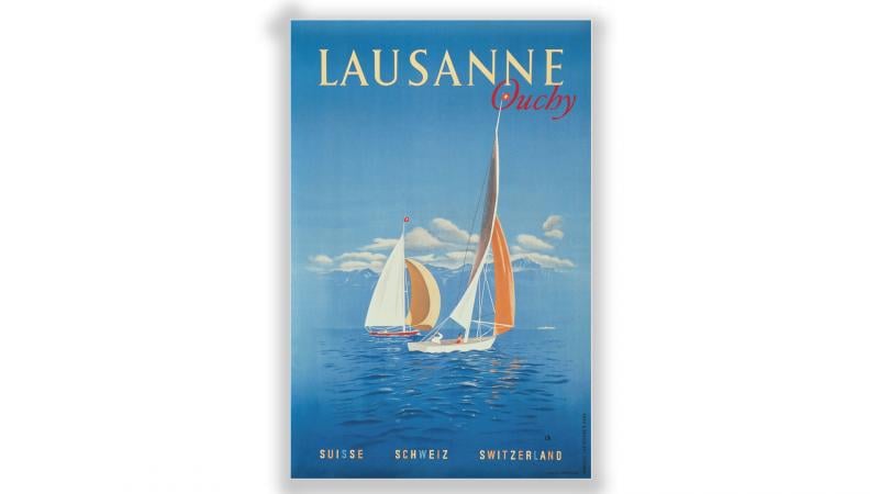 Affiche vintage Lausanne Ouchy - © Artiste: Charles Kuhn Affiche vintage Lausanne Ouchy - © Artiste: Charles Kuhn