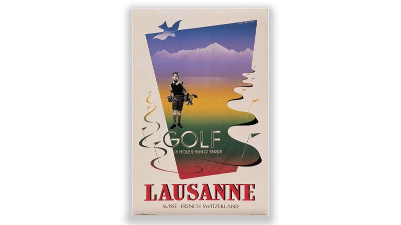 Affiche vintage Golf Lausanne - © Artiste: Jean Walter Affiche vintage Golf Lausanne - © Artiste: Jean Walter