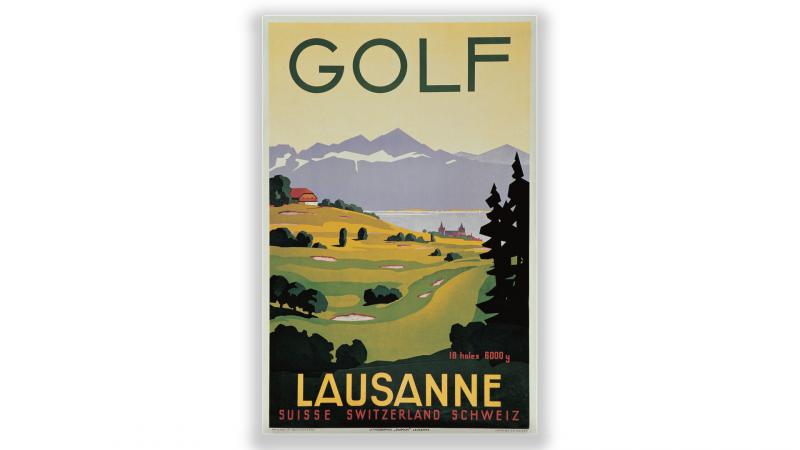 Affiche vintage Golf Lausanne - © Artiste: Fortuné Bovard Affiche vintage Golf Lausanne - © Artiste: Fortuné Bovard