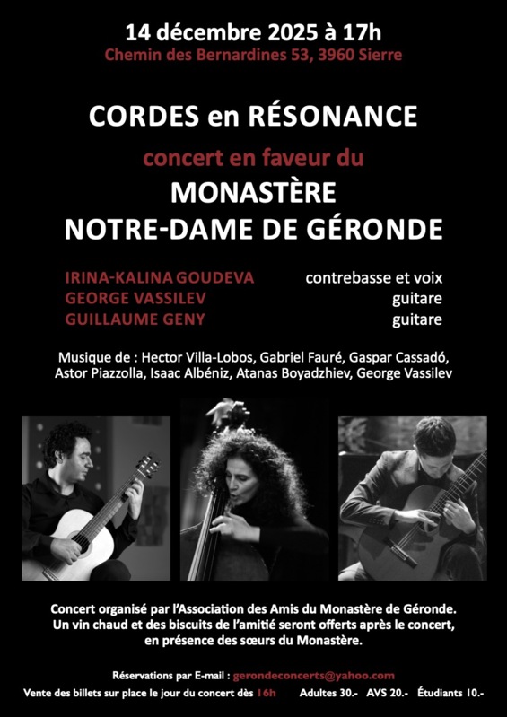 CORDES en RÉSONANCE concert en faveur du MONASTÈRE NOTRE-DAME DE GÉRONDE