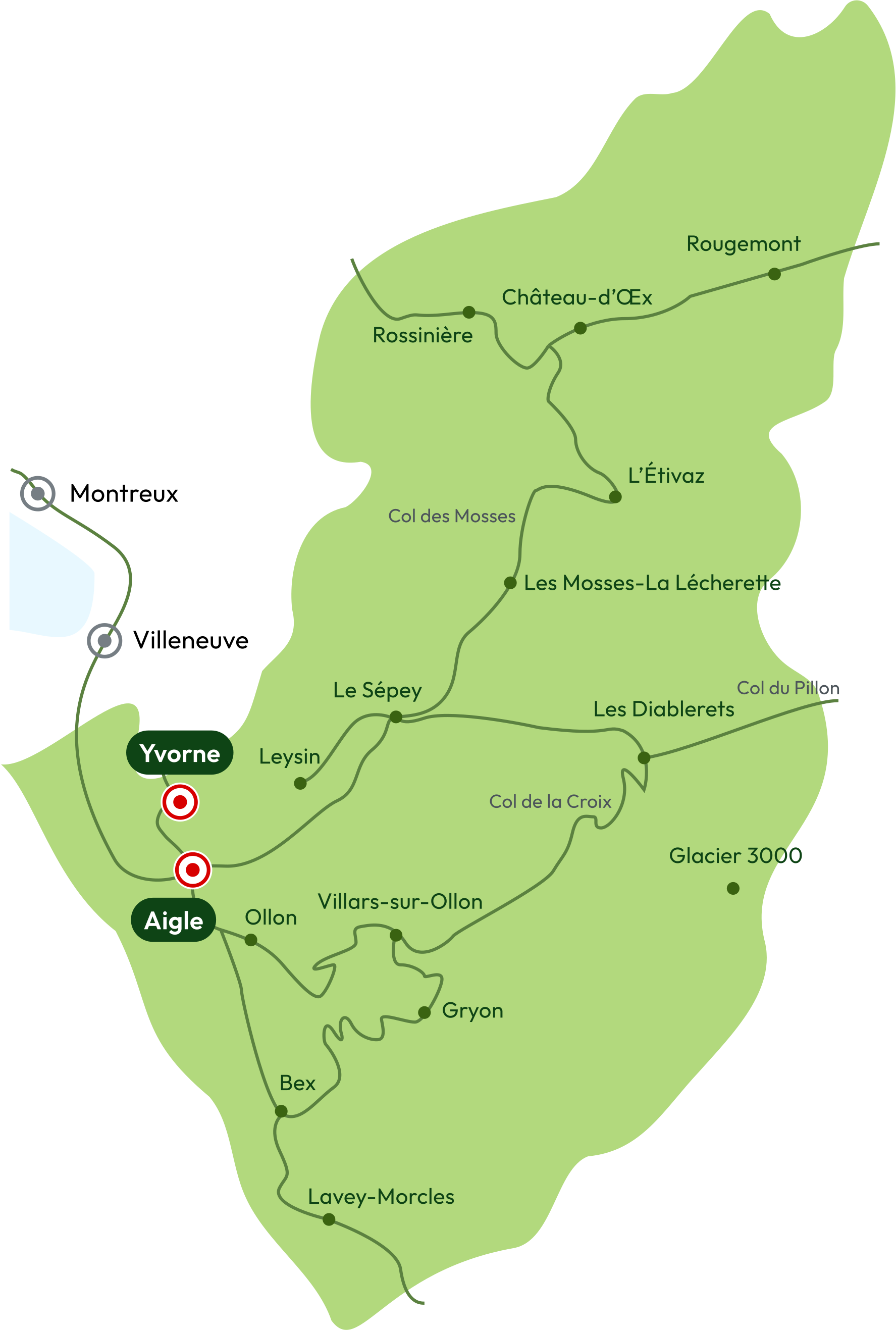 Access map for Aigle