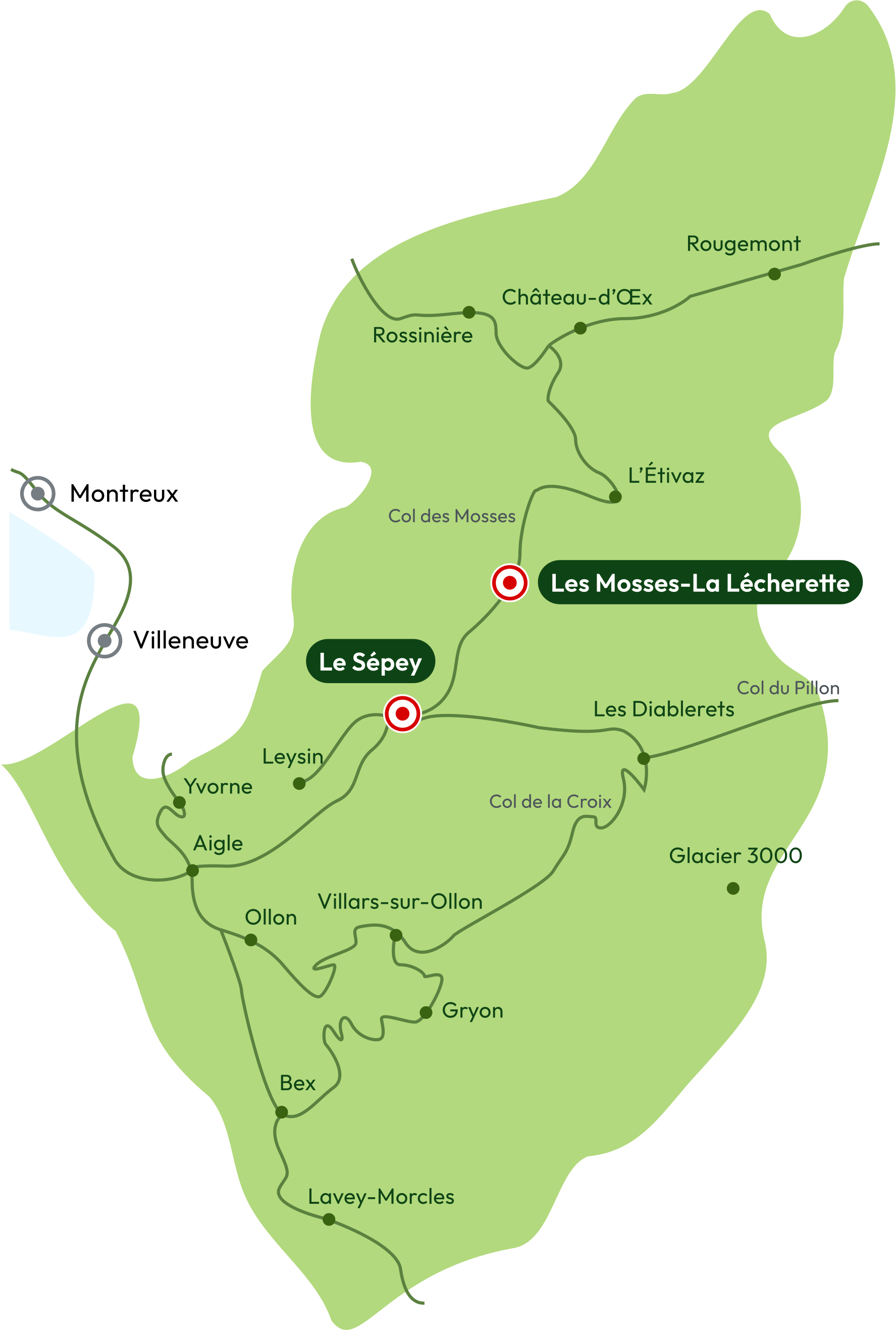 Lageplan für Les Mosses-La Lécherette und Le Sépey