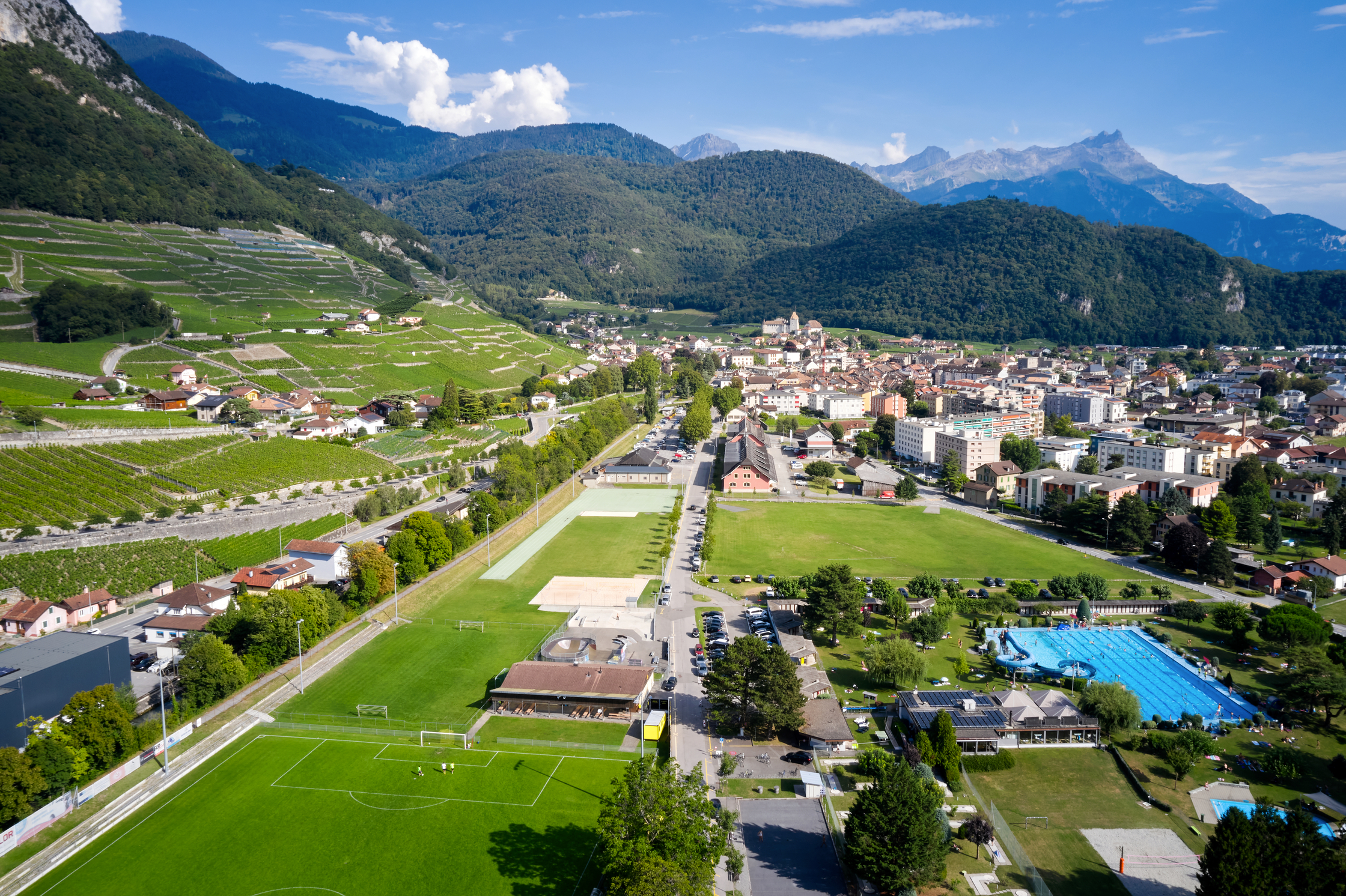 Vue aérienne de la piscine