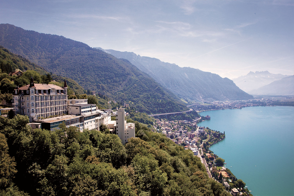 The school is perched above Montreux