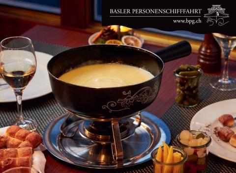 Fondue-Schiff auf dem Rhein - Basel