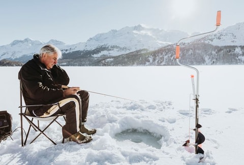 Eisfischen auf dem Silsersee