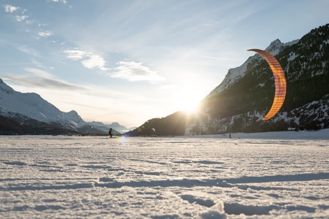 Snowkiten auf dem Silvaplanersee