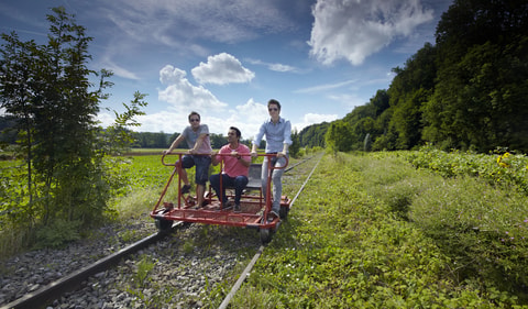 Schienenvelo fahren im Sensetal