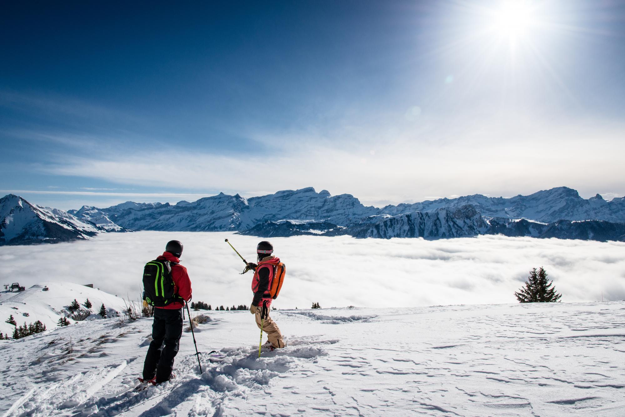 Panoramablick von Leysin im Winter