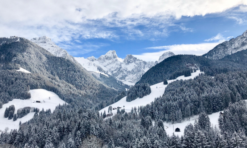 Gummfluh covered in snow - winter - Château-d'Oex - Pays-d'Enhaut Region