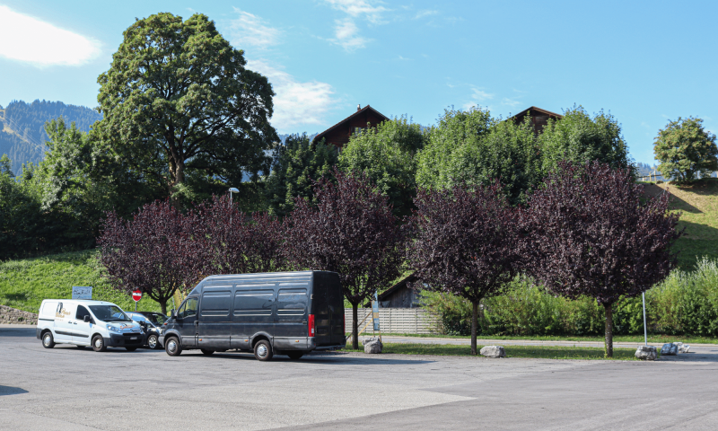 Blick auf Parkplatz Dorf Les Moulins Sommer-Pays-d'Enhaut-Pays-d'Enhaut Région