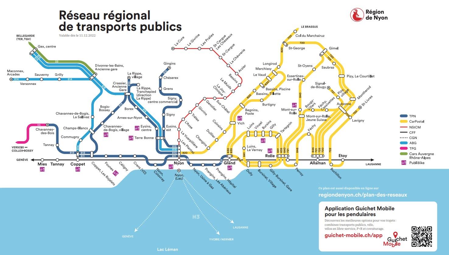 Zone carte Explore Réseau regional de transports publics -Région de Nyon