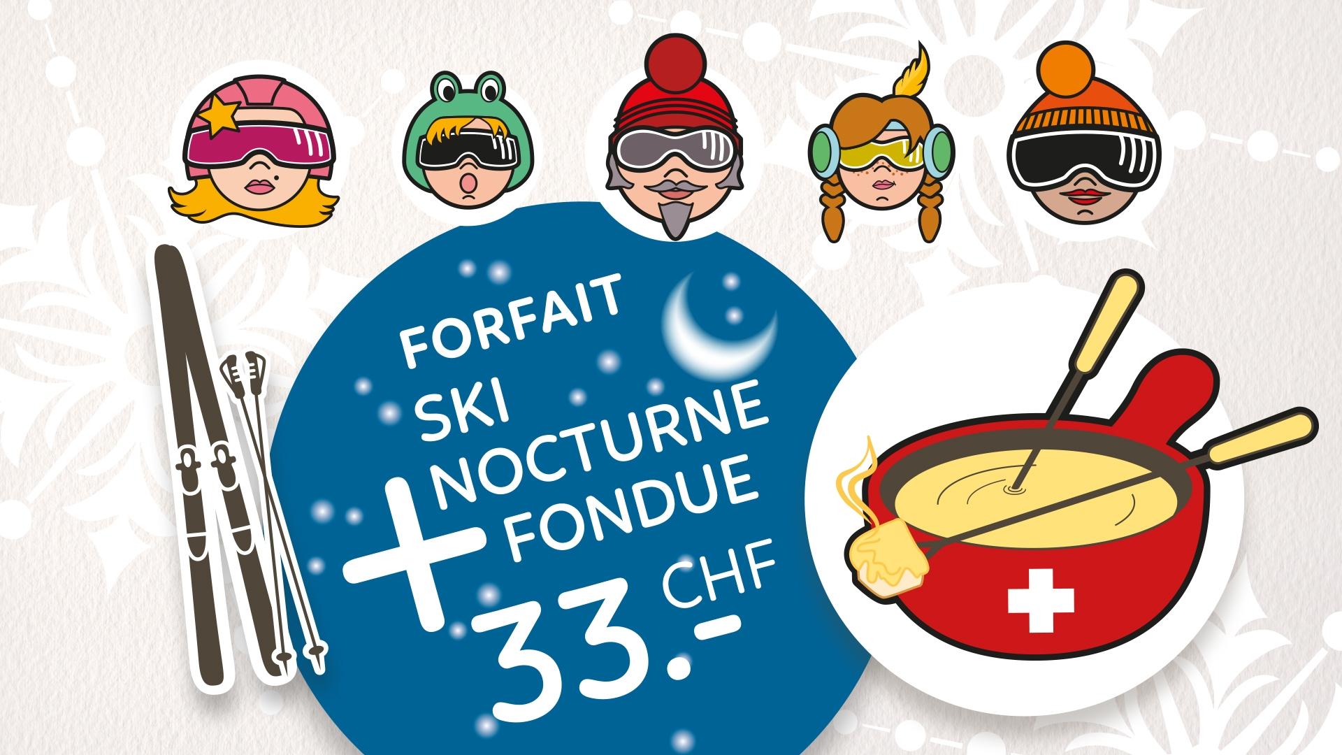 Forfait Ski nocturne & Fondue