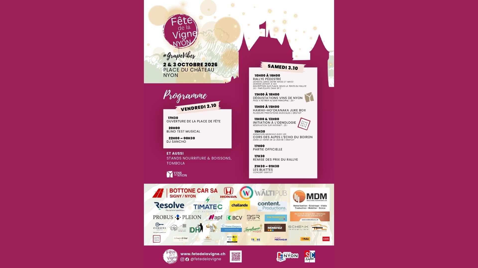 Fête de la Vigne programme