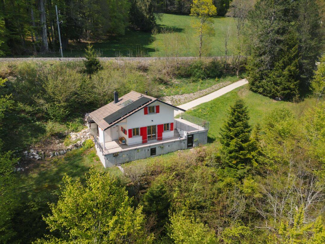 Chalet le Coucou - Vue aérienne côté chemin de fer