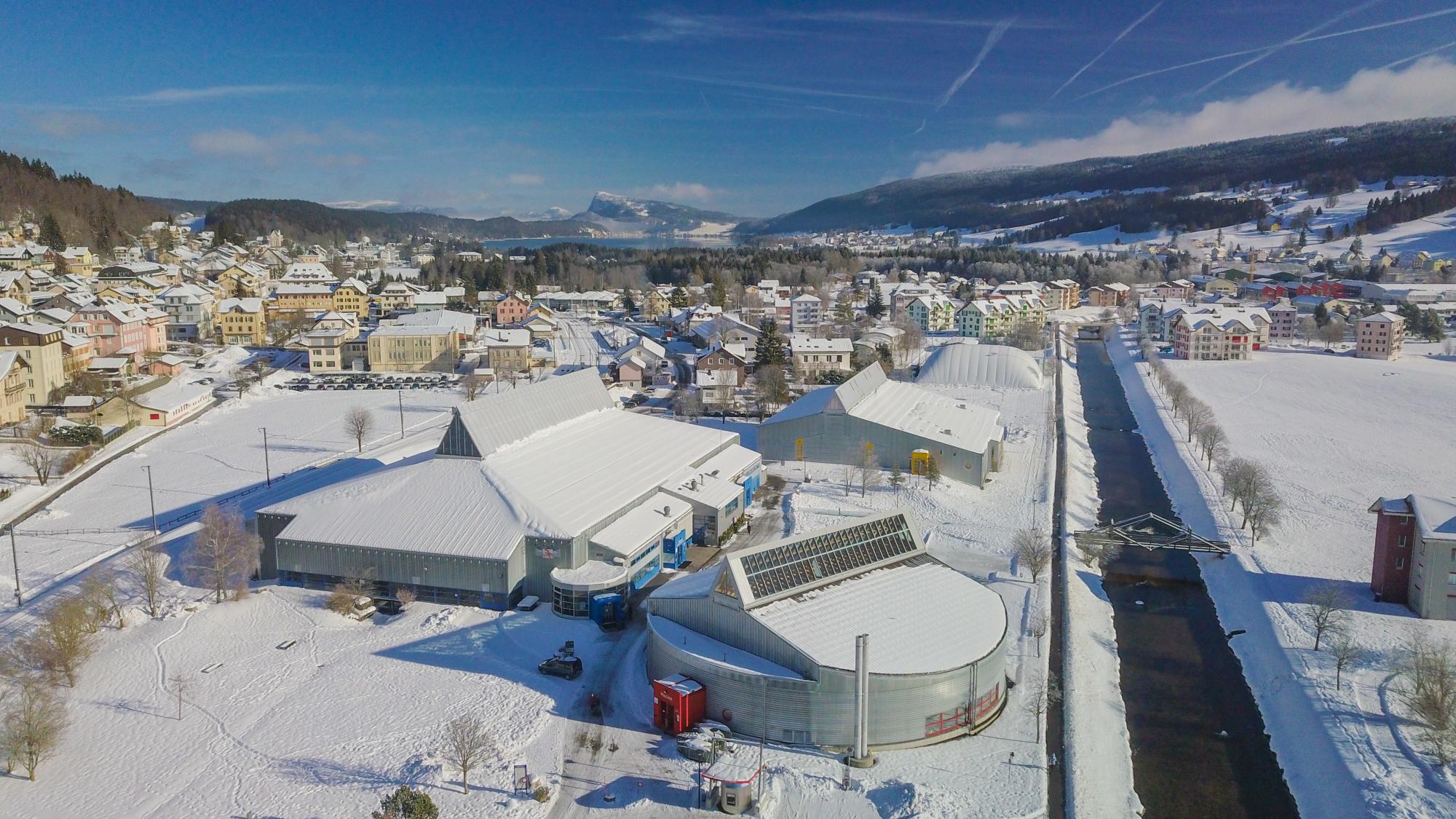Sportzentrum der Vallée de Joux im Winter