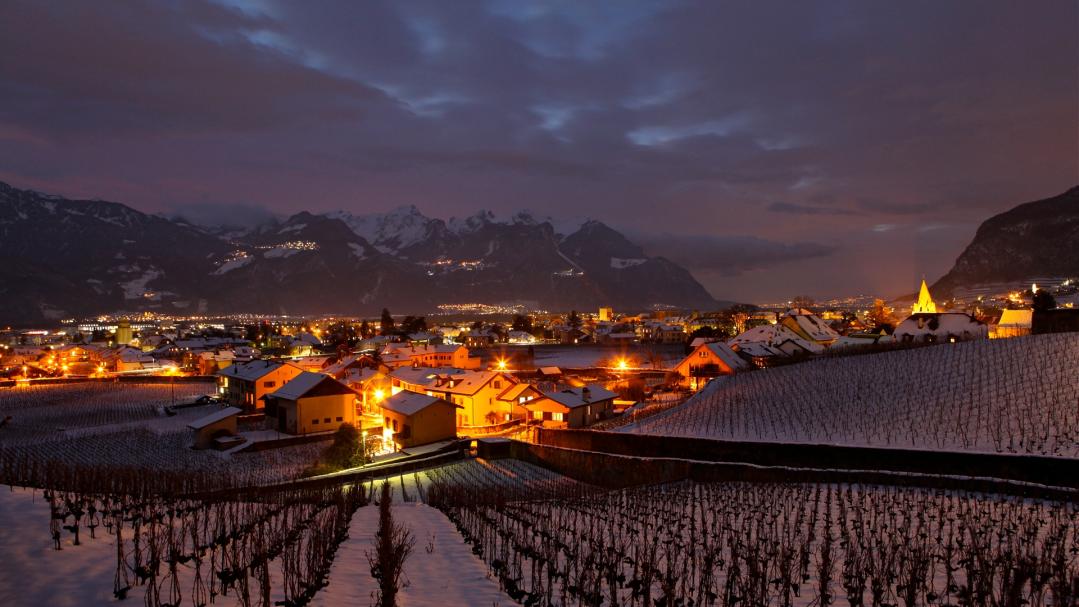 Vieille ville nuit - hiver - Aigle