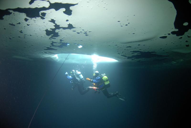 Ice diving Lioson see - winter - Les Mosses