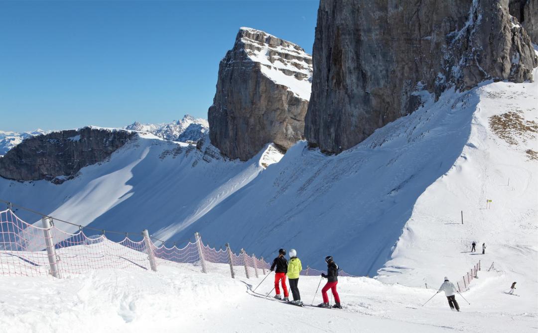 Skifahrer haut de Chaux-de-Mont - Winter - Leysin