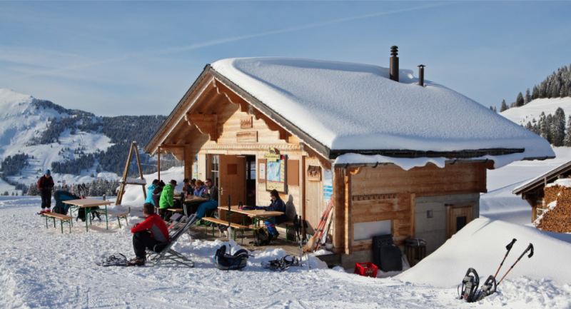 Pra Cornet Refuge - winter - Les Mosses