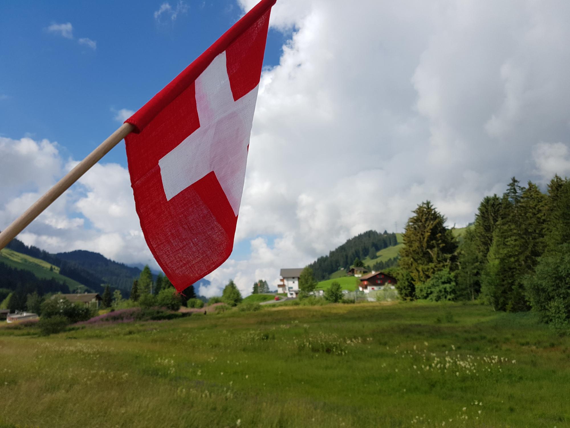 Swiss flag - summer - Les Mosses