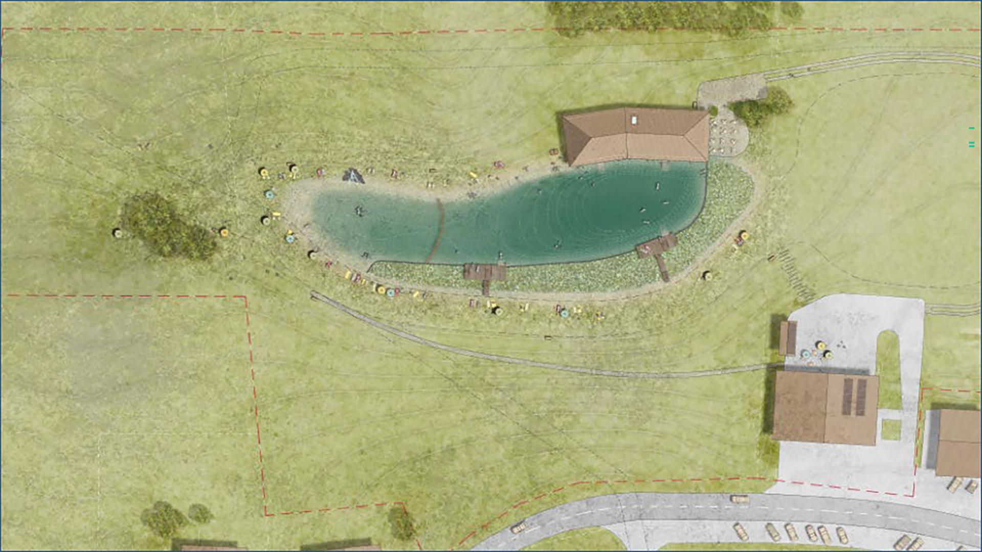 Plan du projet de baignade aux Mosses.