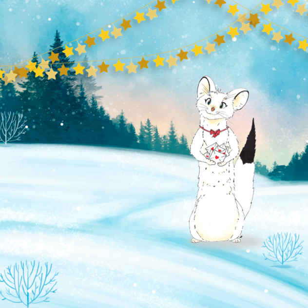 Winterliche Schatzsuche in Les Mosses : Florine, das Hermelin