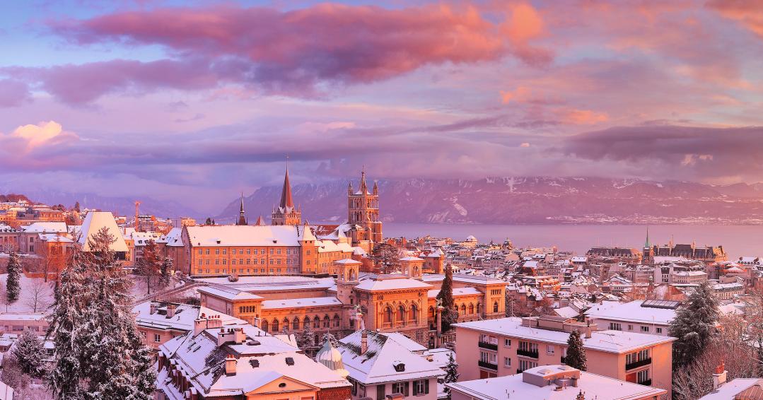 Lausanne Cathedral in winter