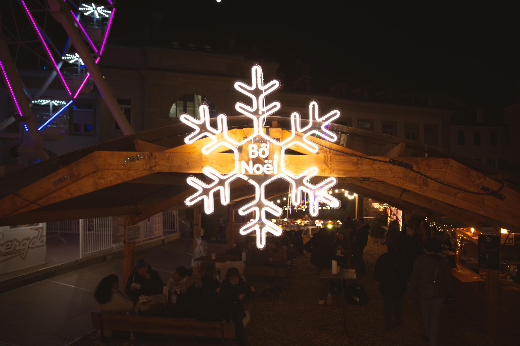 Bô Noël Lausanne, panneau lumineux