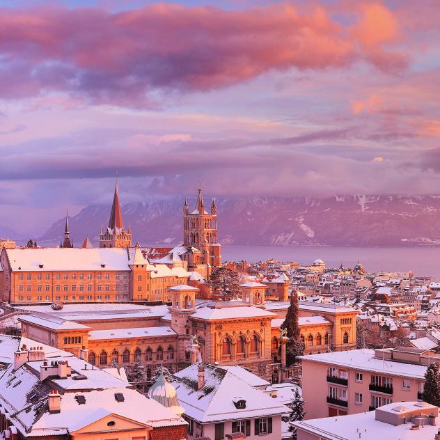 Lausanne Cathedral in winter
