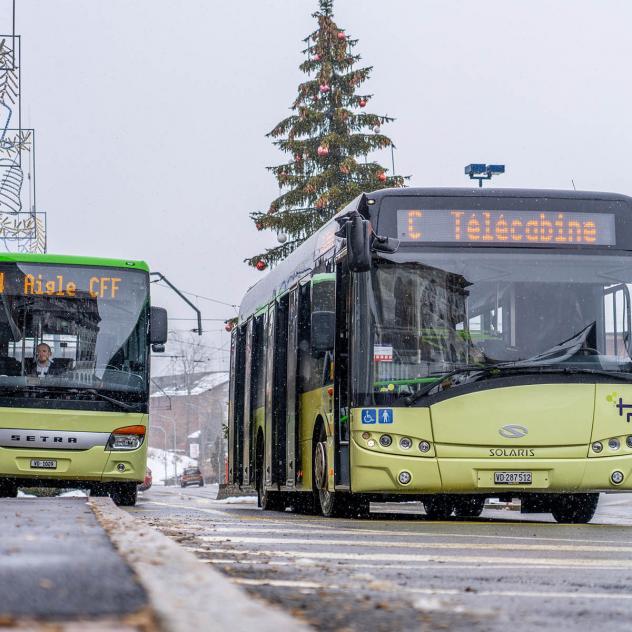 Mobility by bus in Villars-Gyon in winter