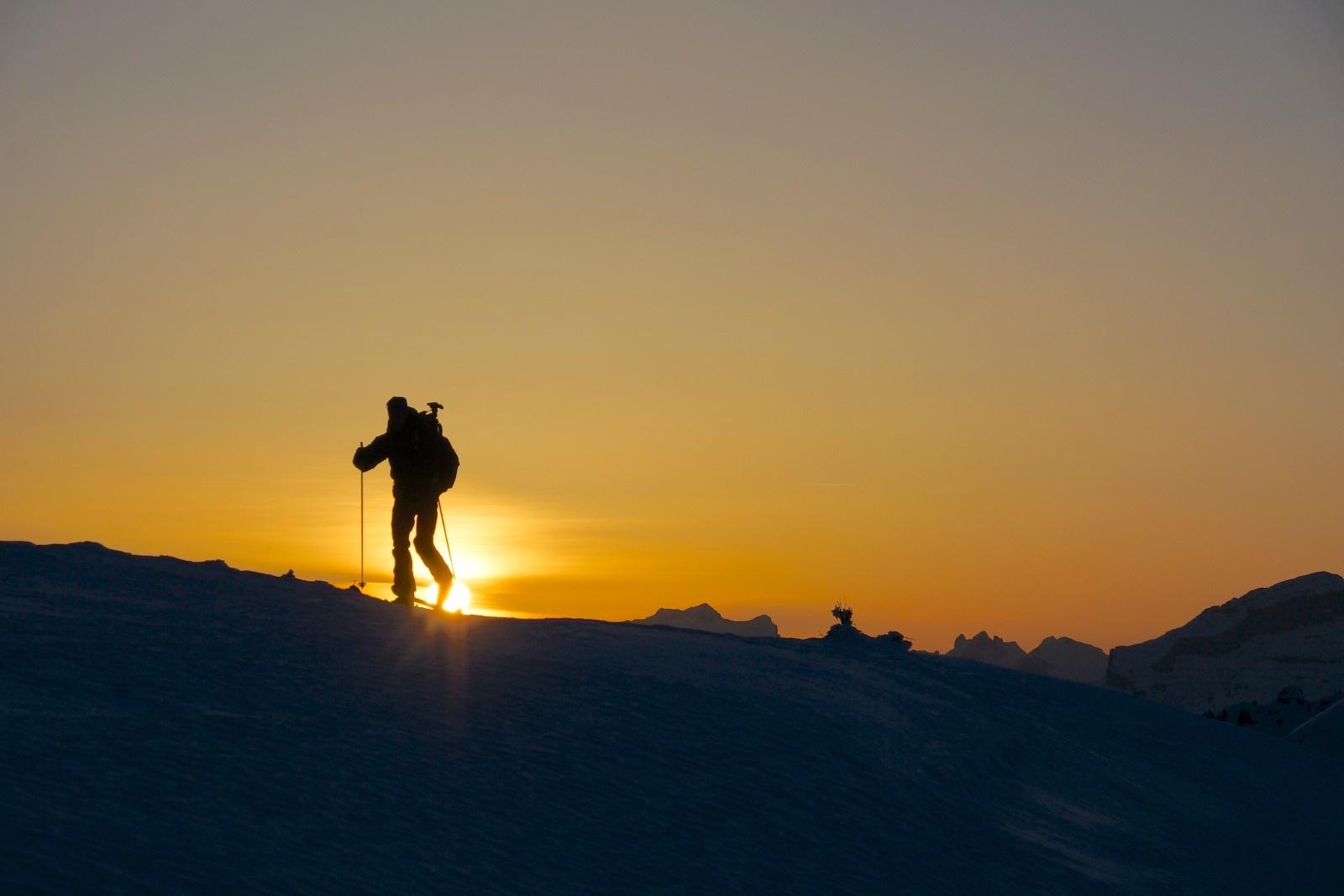 Skitouren bei Sonnenuntergang