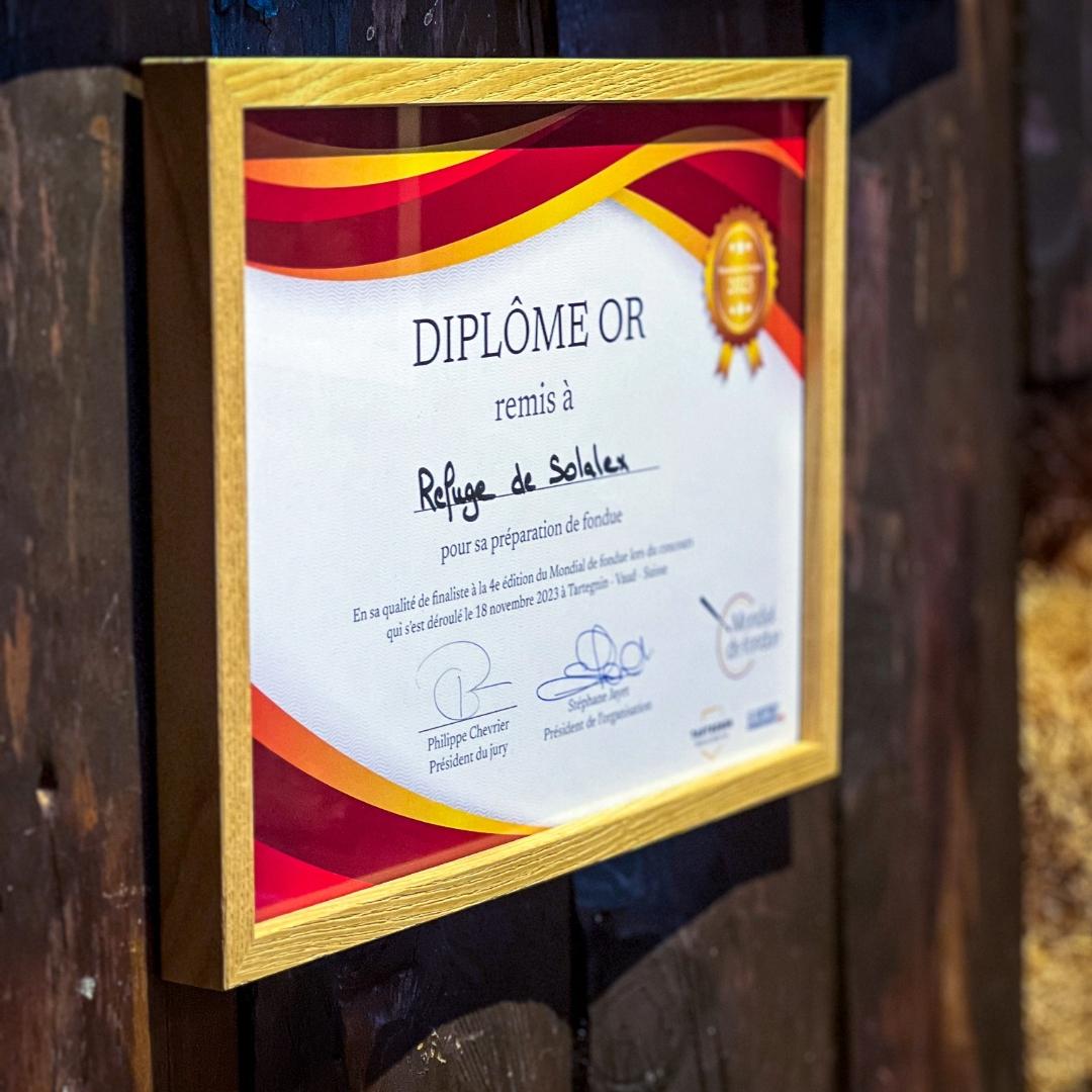 Diploma of the Mondial de fondue 