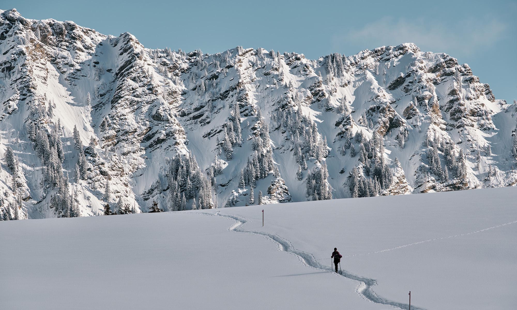 Das magische Plateau von Pra Cornet auf Schneeschuhen