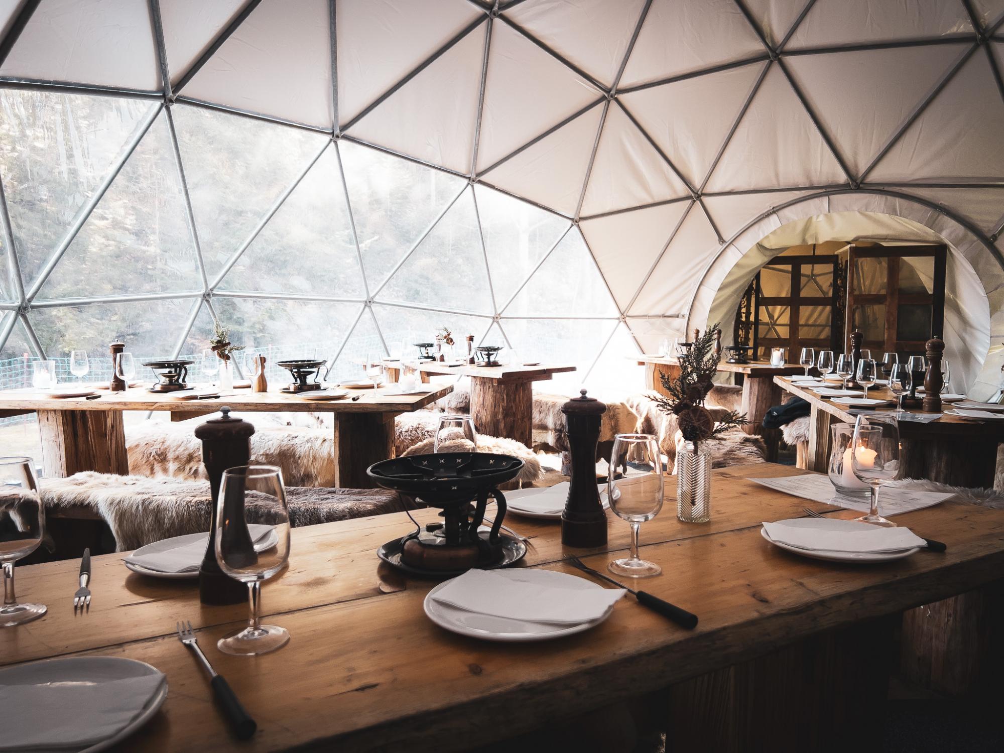 The cosy interior of the domes 