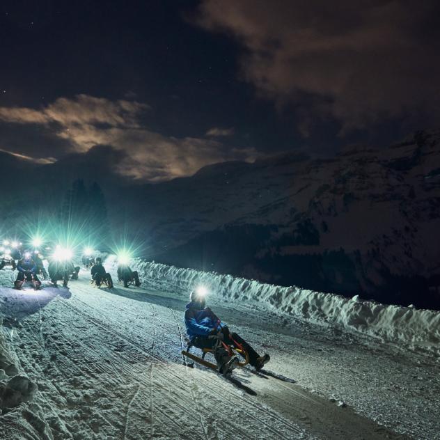 Night-time toboggan hire in Les Diablerets at Mountain Evasion