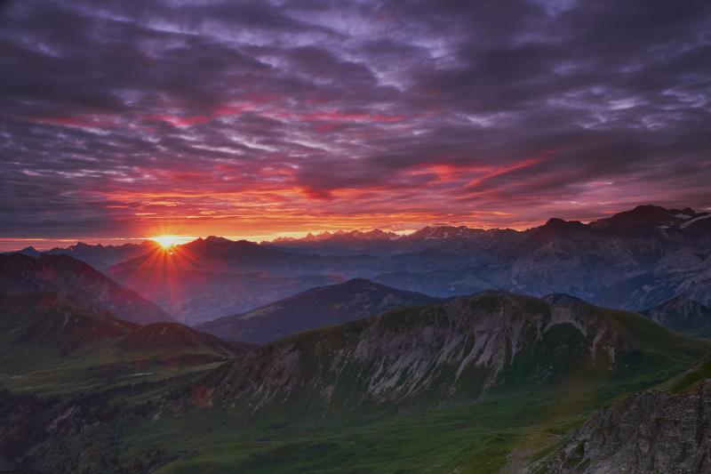 coucher de soleil aux Diablerets