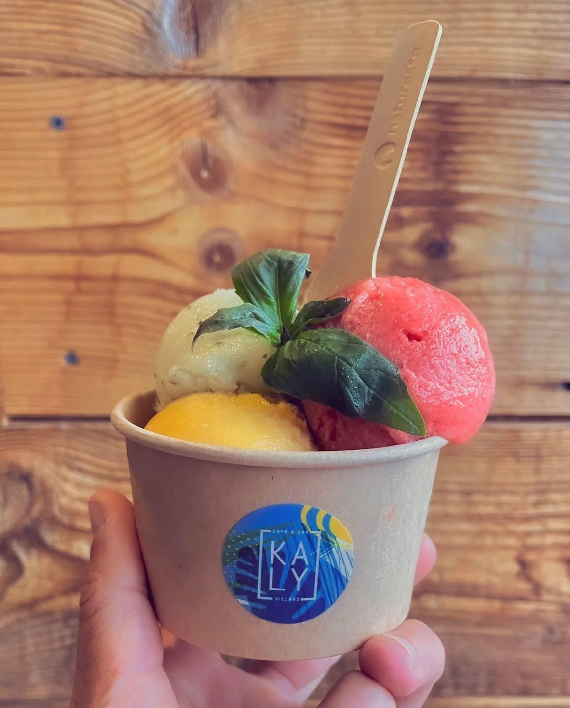 Sélection de glaces artisanales au Kaly Café