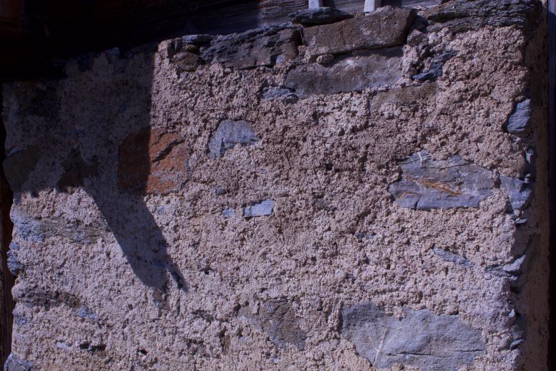 Wall of the chalet in the Hameau de la Dix