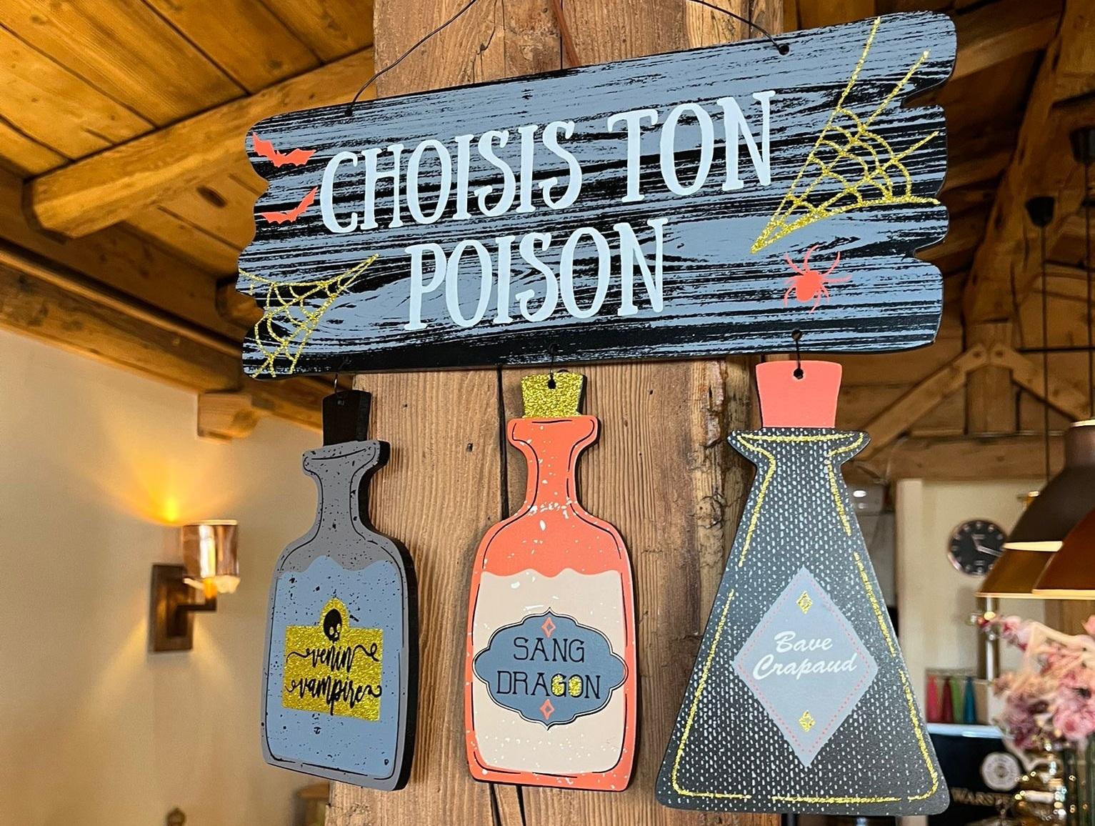 „Wählen Sie Ihr Gift“ in einem Halloween-Dekor im La Gourmandine in Villars