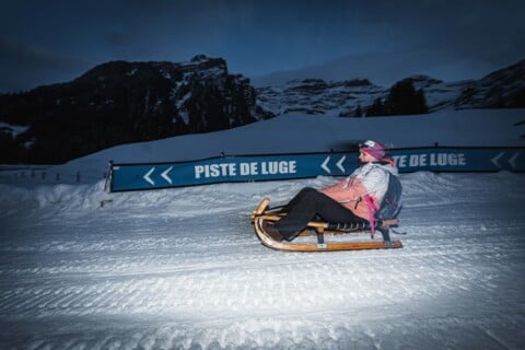 Night tobogganing in Les Diablerets - AV
