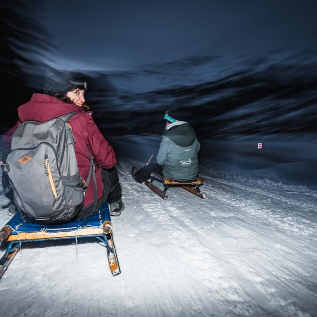 Night-time toboggan hire in Les Diablerets at Mountain Evasion