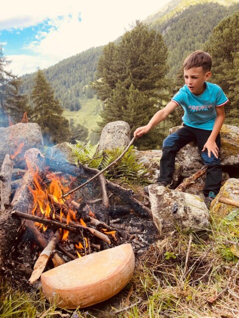 Raclette in an alpine pasture Tortin