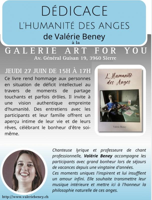 Galerie ART for YOU - Dédicaces du livre L'Humanité des Anges de Valérie Beney 2024