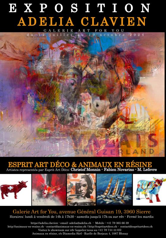 Galerie Art for You - Adélia Clavien, Animaux en résine & Esprit Art Déco.ch 2024