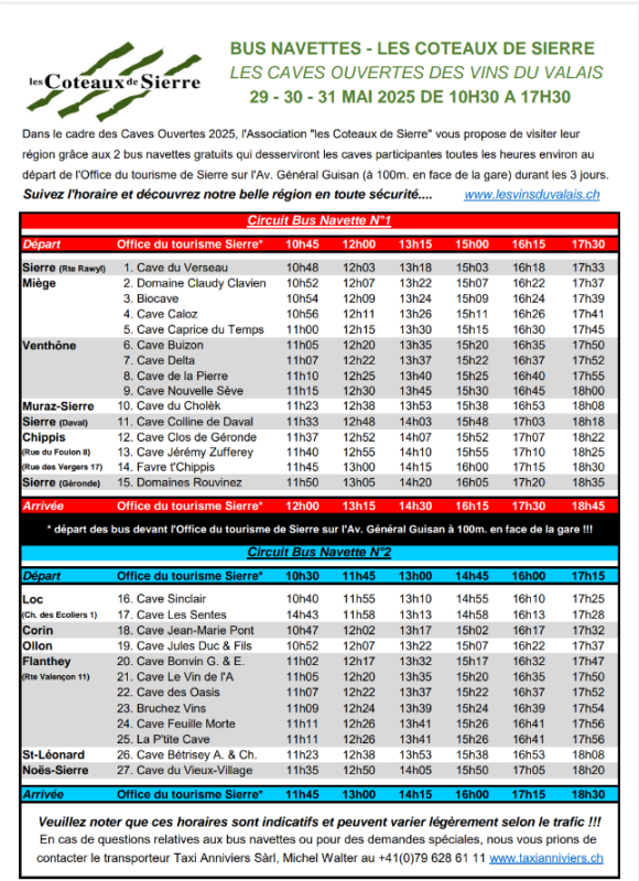 Plan et horaire Cave ouverte