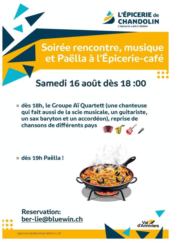 Soirée paëlla Epicerie de Chandolin